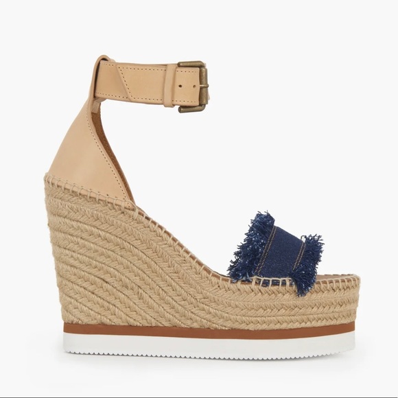 See By Chloe Glyn fringed wedge espadrille sandals size 8 - Picture 1 of 10